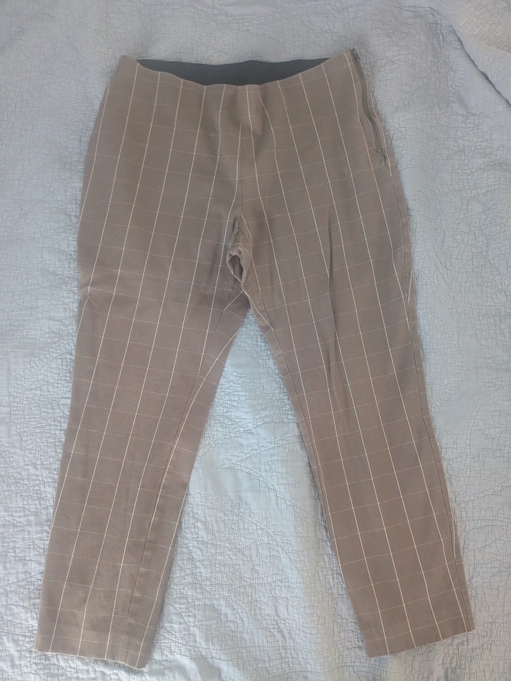 Classic Taupe Windowpane Cropped Chinos